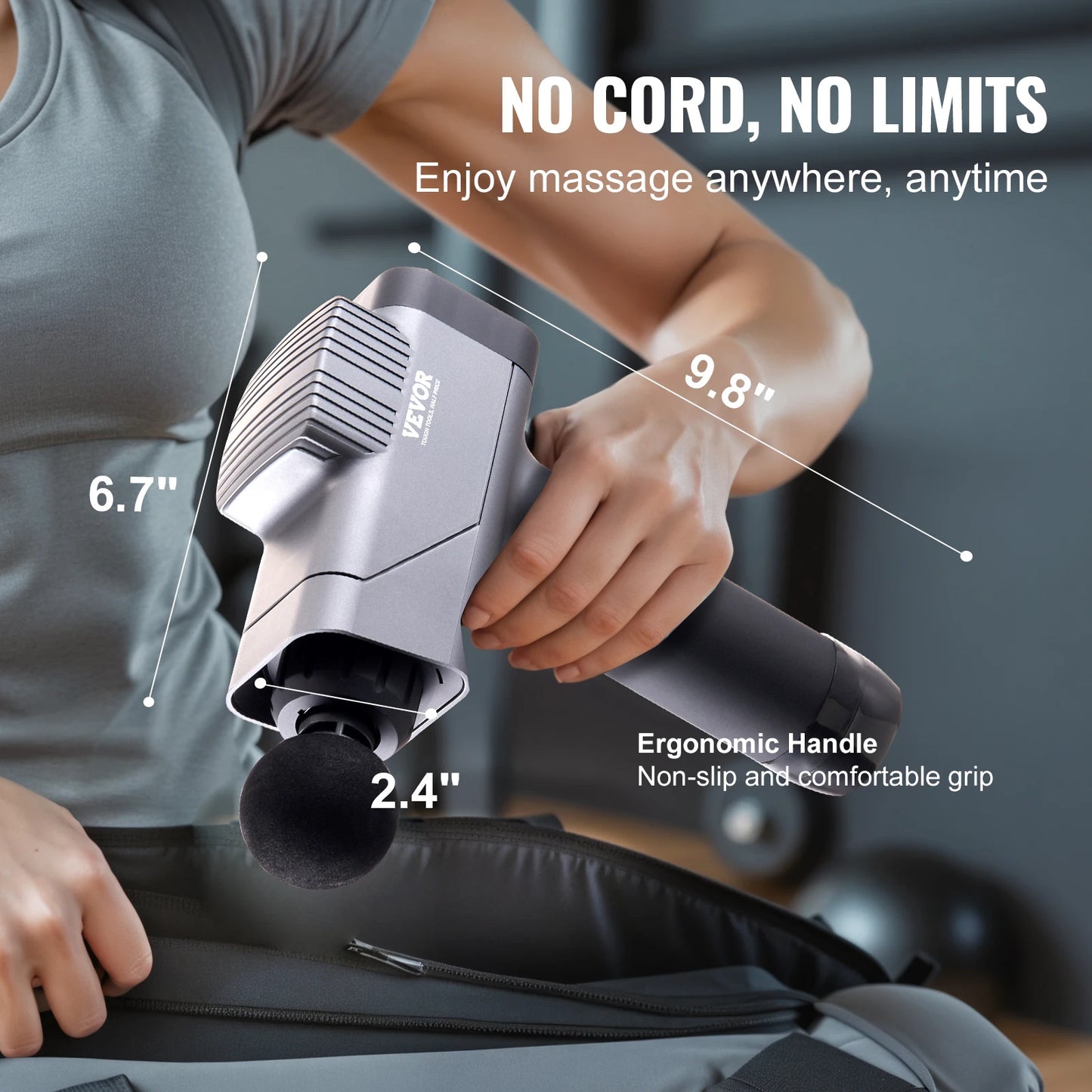 SucceBuy Massage Gun Deep Tissue Percussion Muscle Massager for Athletes w/ 8 Speed Levels 6 Massage Heads 16V 2500mAh Batteries