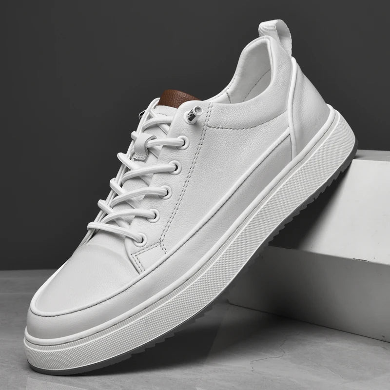 2023 Classic Brand Wear-resistant Sole Men's Genuine Leather Shoes Elegant White Trend Men's Business Casual Shoes Versatile