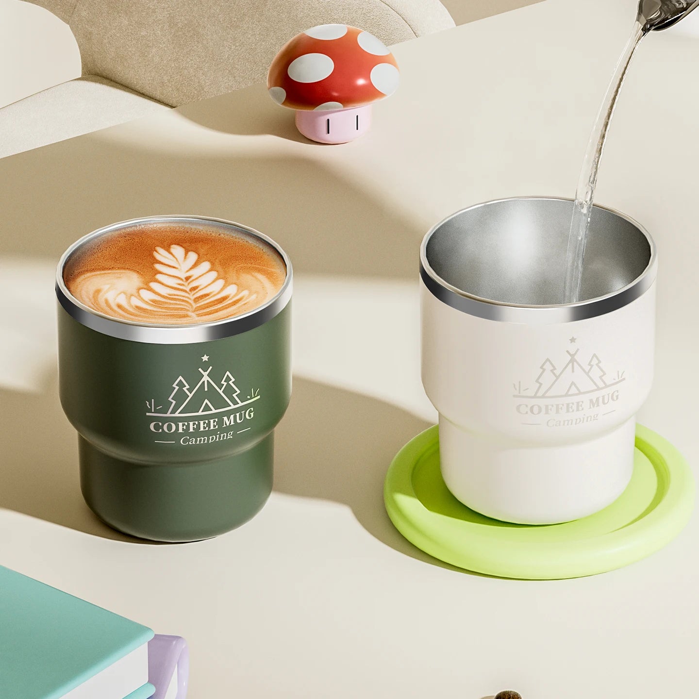 400ML Thermal Cup 304 Stainless Steel Double Layer Insulated Water Cup Office Milk Coffee Mug Student Portable Sealed Tumbler