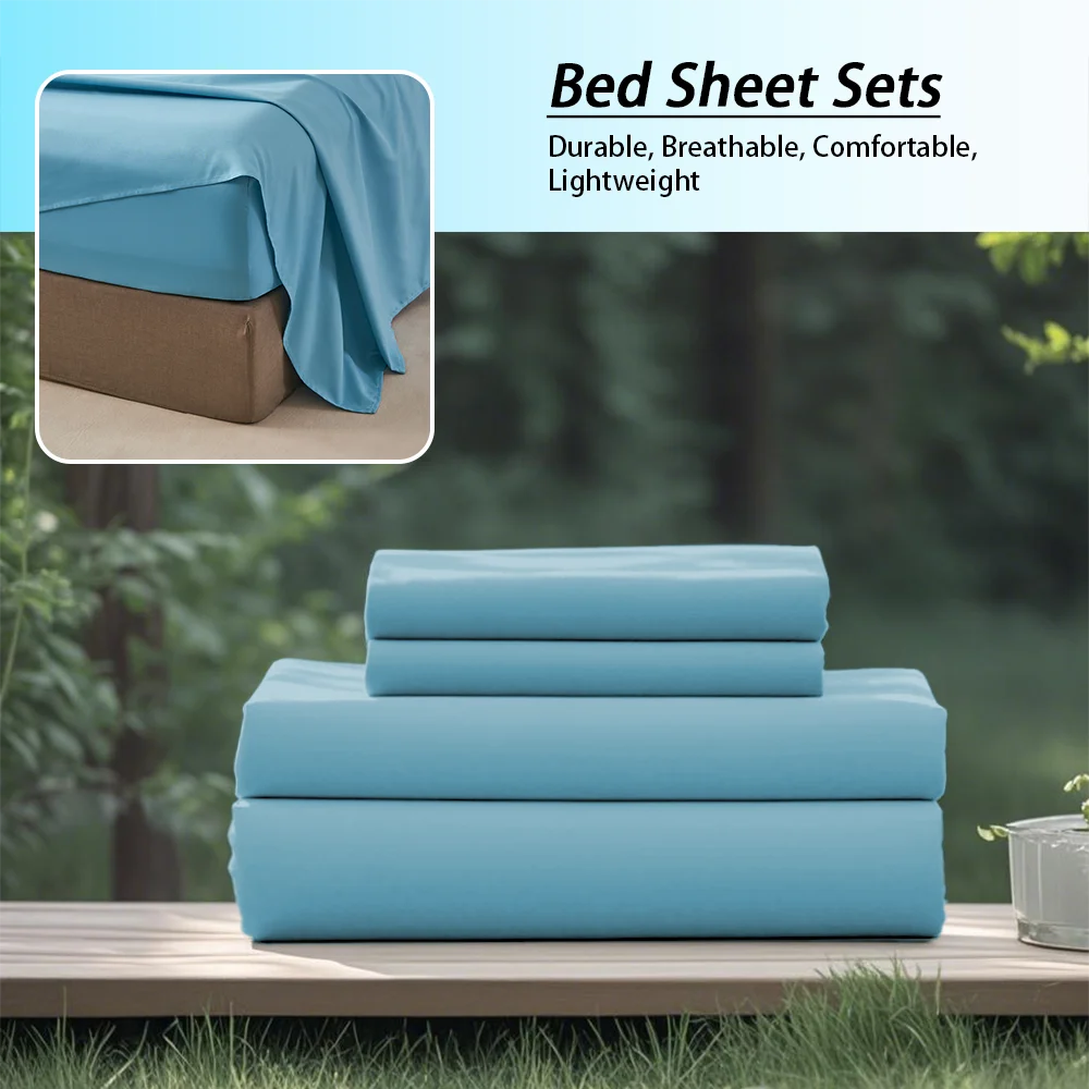 3/4Pcs soft solid color fashionable home bedding set, suitable for all seasons,1 fitted sheet, 1 flat sheet, 1/ 2 pillowcases