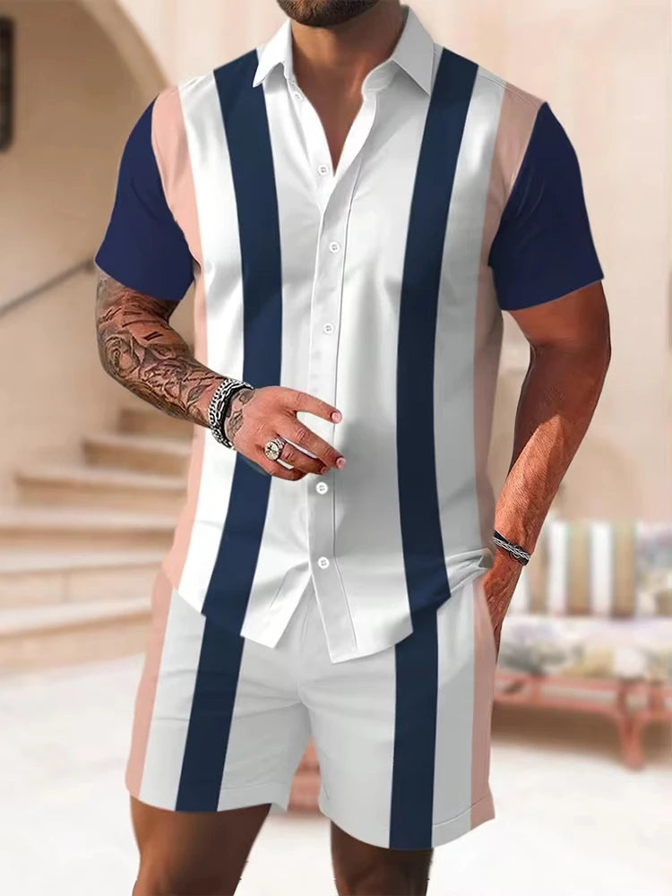 Summer Men's Short Sleeve Shirt And Beach Shorts Set Outdoor Sports Comfortable Men's Shorts Hawaii Men's Travel Casual Shirt