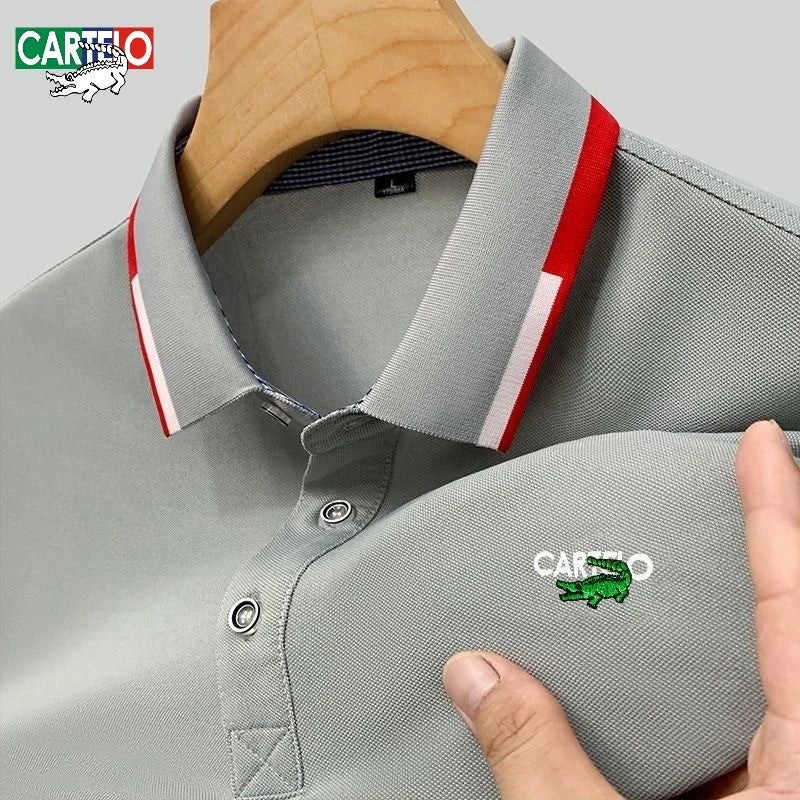 Summer men's high-quality fashionable embroidered logo short sleeved polo shirt, new fashionable, casual, breathable, cool top