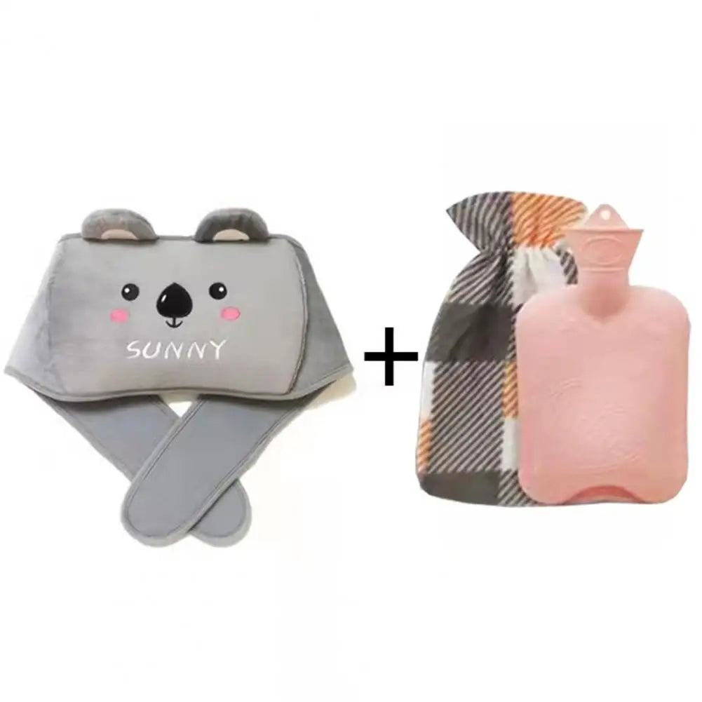 Warm Water Bottle Set Sealed Portable Keep Warm Thickened Plush Hot Water Bottle Belt Warm Water Bottle Belt for Office