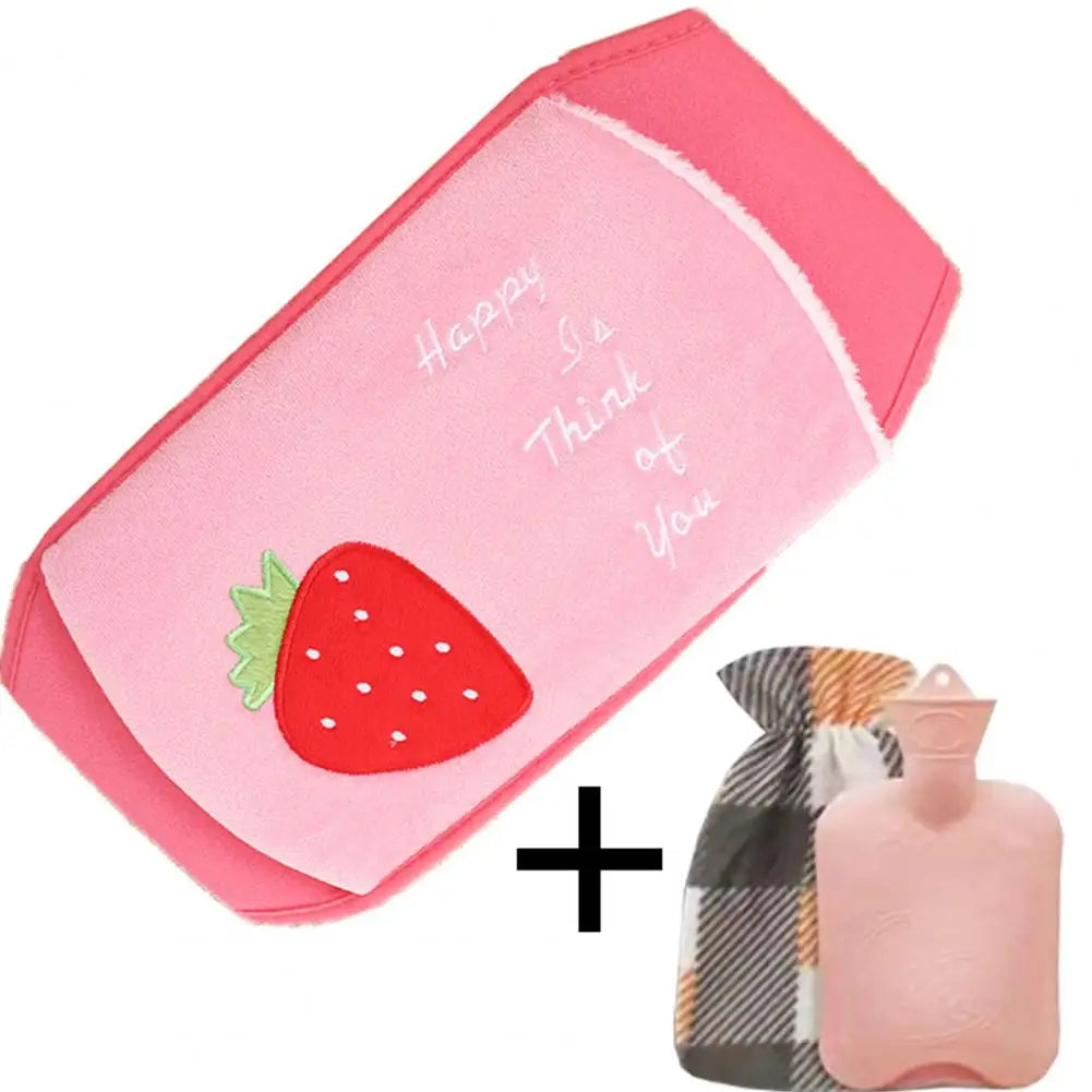 Warm Water Bottle Set Sealed Portable Keep Warm Thickened Plush Hot Water Bottle Belt Warm Water Bottle Belt for Office