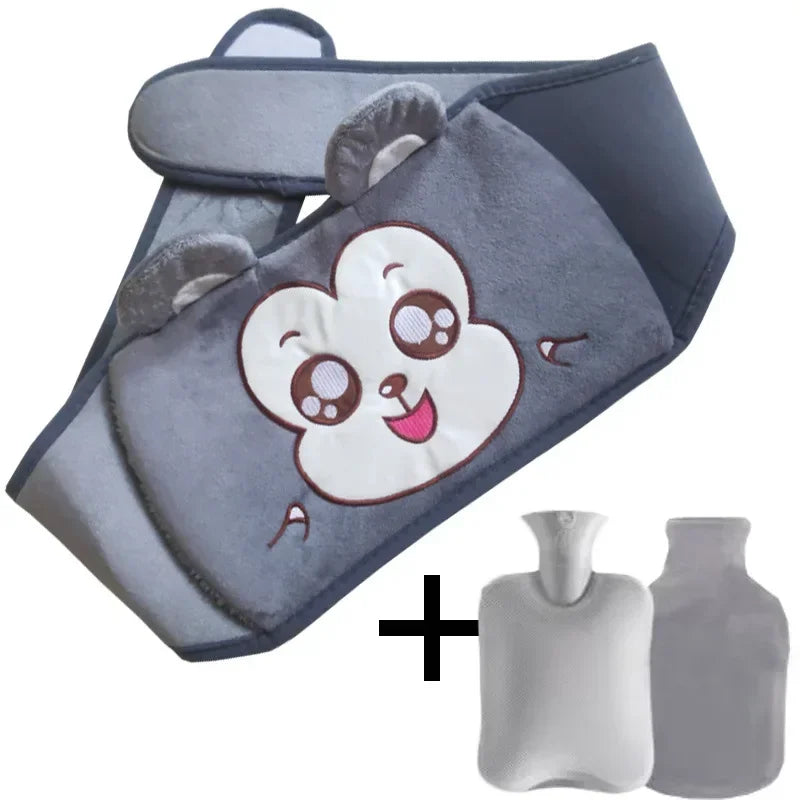 3-Piece Set Hot Water Bag Filling Water Type Hot Water Bottle Cover Plush Animal Belt Winter Menstrual Women Belly Hand Warmer