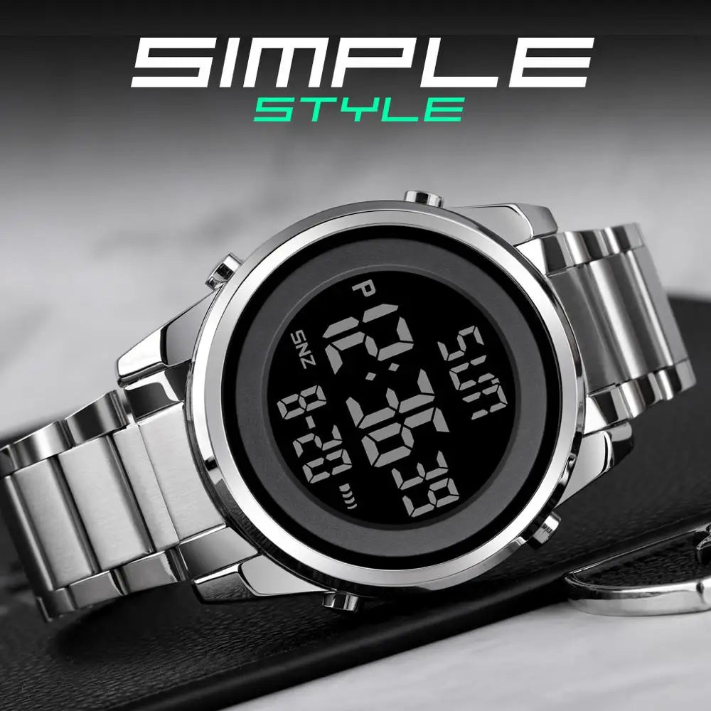 SKMEI Luxury Waterproof Watch for Men Stainless Steel Electronic Sports Digital Mens Wristwatches Man Clock Reloj Masculino 1611
