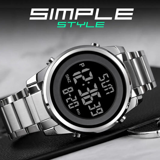 SKMEI Luxury Waterproof Watch for Men Stainless Steel Electronic Sports Digital Mens Wristwatches Man Clock Reloj Masculino 1611