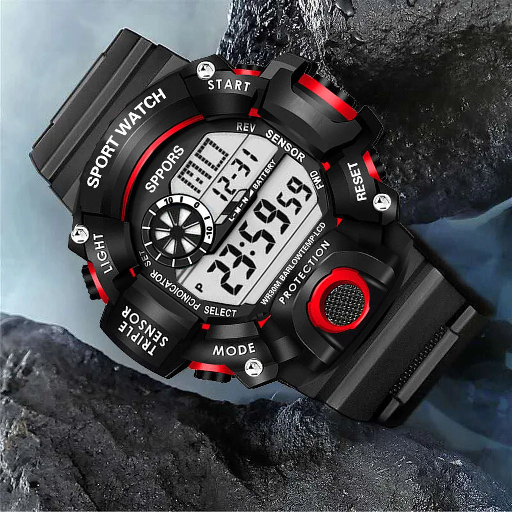 YIKAZE Y73 Men's Watch Digital Sports Electronic Wristwatch Multifunctional Waterproof Luminous Alarm Male's Sports Watch Clock