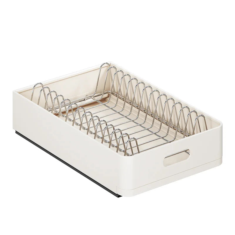 Kitchen Sliding Dish Rack Home Pull-out Drawer Bowl Storage Shelf Dish Drying Storage Box With Sliding Rail Kitchen Storage Rack