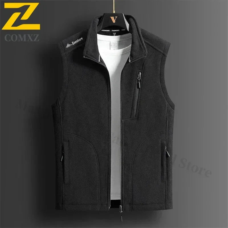 Winter Fleece Vest Men's 2024 Fashion Plus Size Warm Wool Sleeveless Coat Brand Clothing Couple's Outdoor Sports Vest Jacket 5XL
