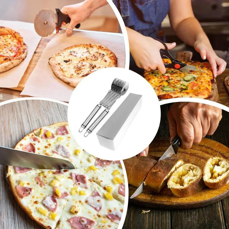 3/5 Wheel Cutter Dough Divider Knife Flexible Roller Blade Pizza Pastry Peeler Adjustable Stainless Steel Baking Pan Tool