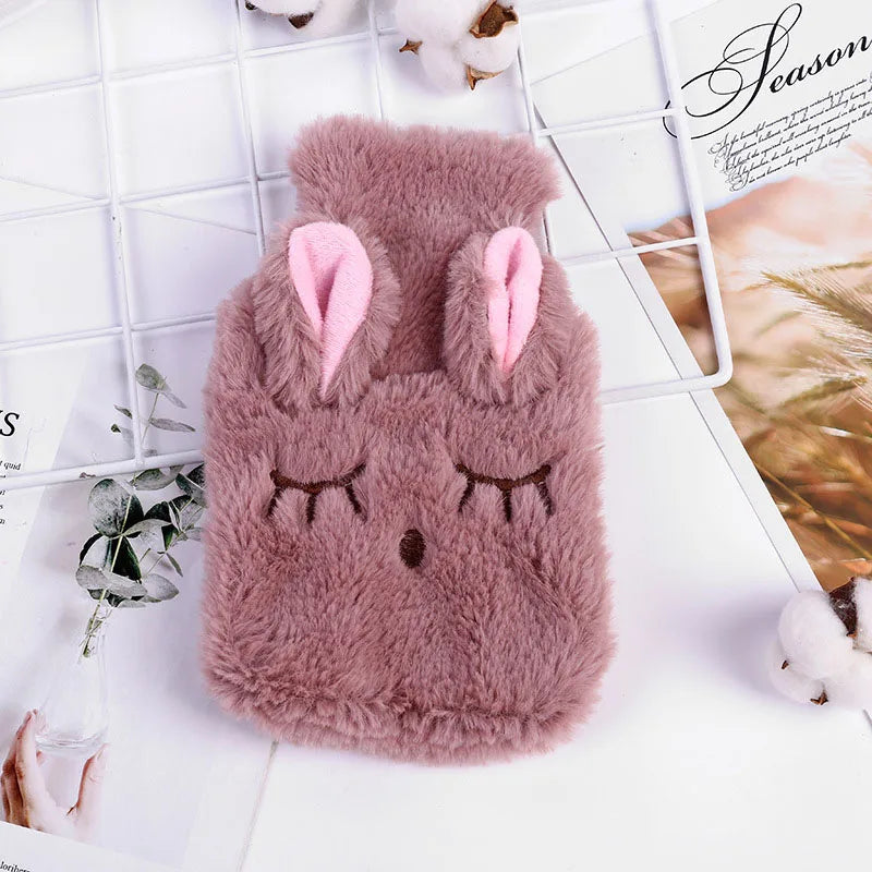 1PC Portable Plush Rabbit Hand Po Warm Water Bottle Stress Pain Relief Therapy Hand Warmer Girls Pocket Hand Feet Hot Water Bag