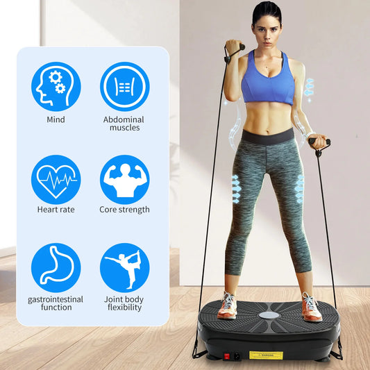 Vibration Plate Exercise Machine Whole Body Workout Power Vibration Shake Platform Fitness Lazy Slimming Resistance Bands