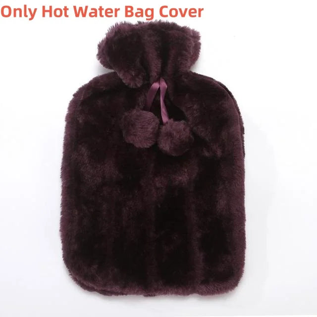2L Hot Water Bottle Cover Rubber Hot Water Bags Winter Plush Hand & Feet Warmer Explosion-Proof Water Bottle Cover For Hot Water