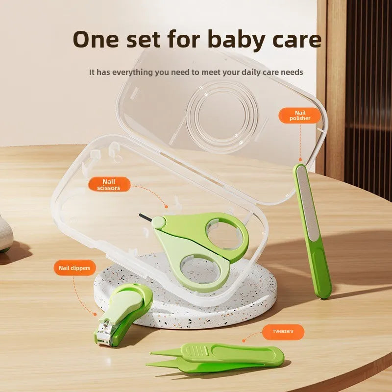 4 Pcs Small Baby Care Anti-clamping Nail Clipper Sets Stainless Steel Baby Nail Clipper Set Nail Trimmer Baby Essential Products