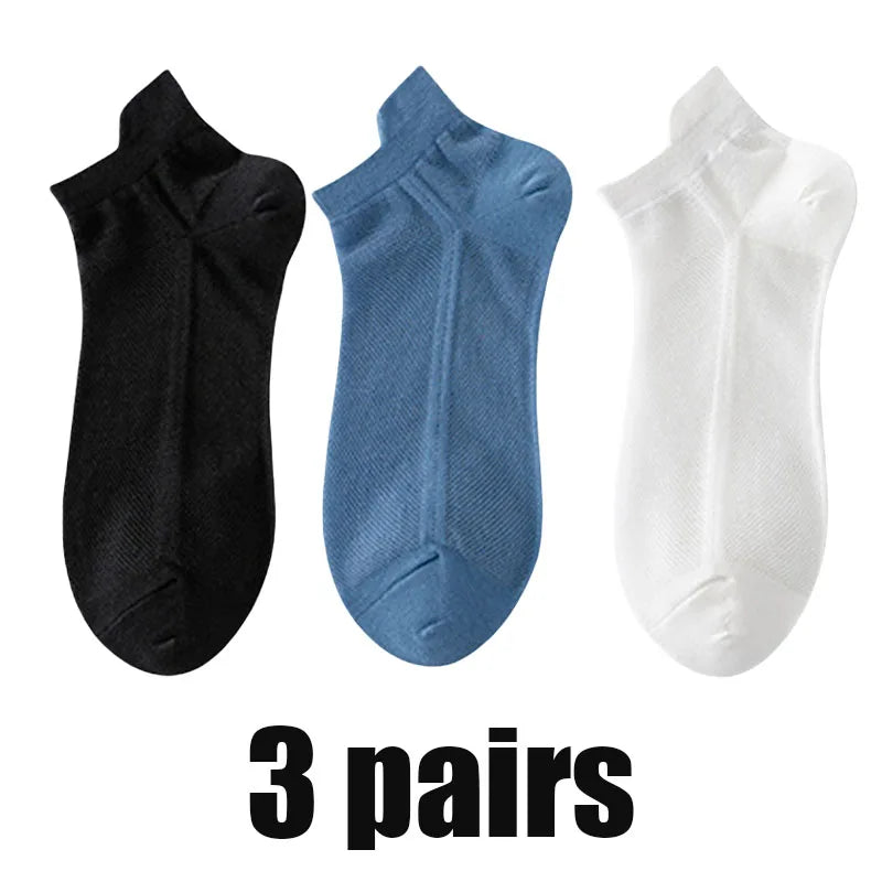 3Pairs Men's Socks Thin Breathable Comfy Deodorant Sweat-absorbing Low Cut Ankle Sports Sock Casual Ultra-thin Business Sox