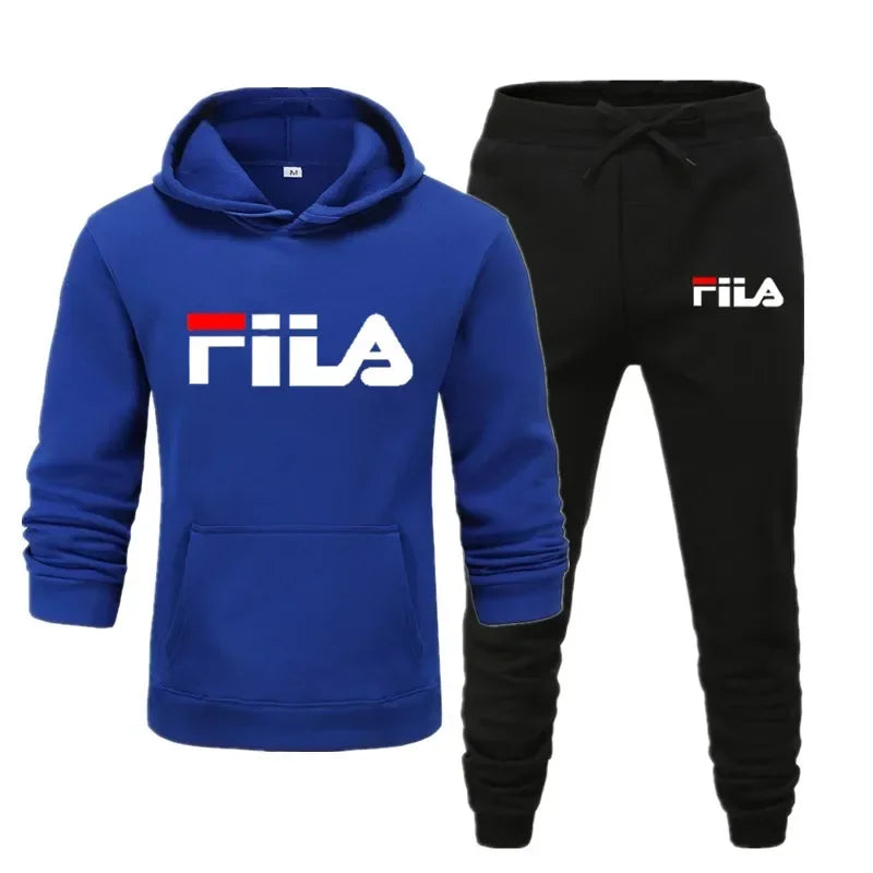 A new men's Spring and Autumn 2025 pullover hoodie + sweatpants two-piece fitness, fashion and casual jogging set
