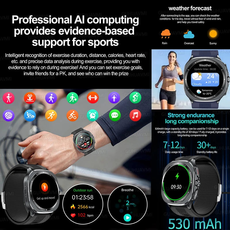 2025 New Health track Smartwatch Air Pump Airbag True Blood Pressure Health Measure Smart Watch Men Women Blood oxygen BT Call