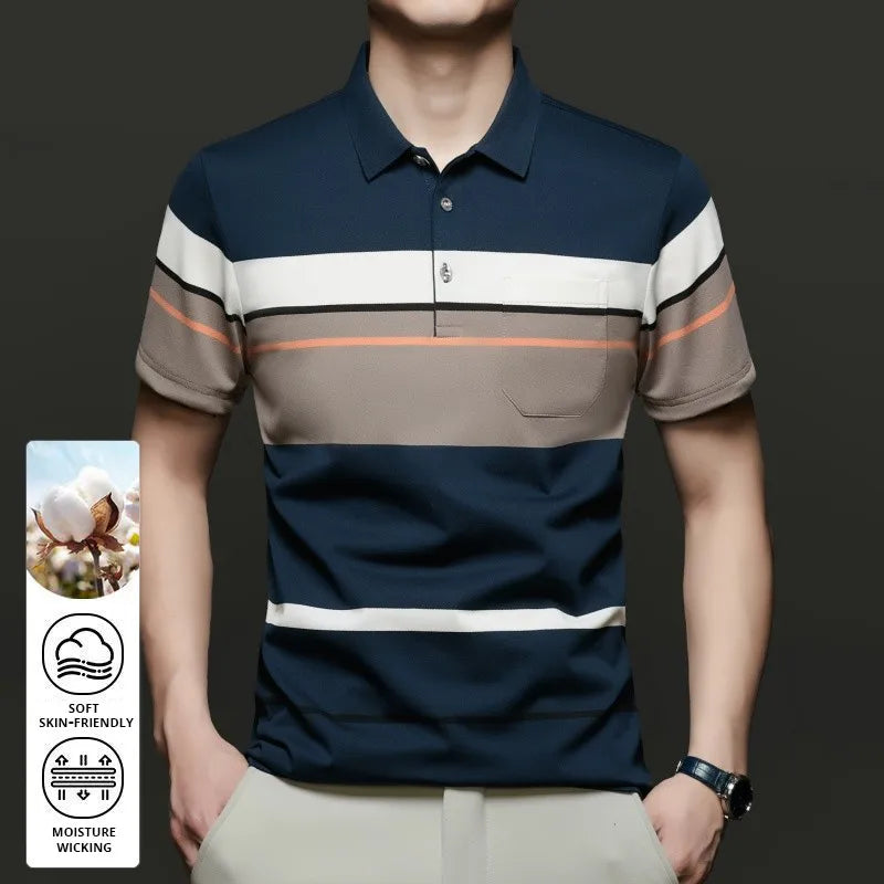 Top Grade New Summer Brand Designer Summer Polo Shirts For Men Stripped Slim Fit Short Sleeve Casual Tops Fashions Men Clothes
