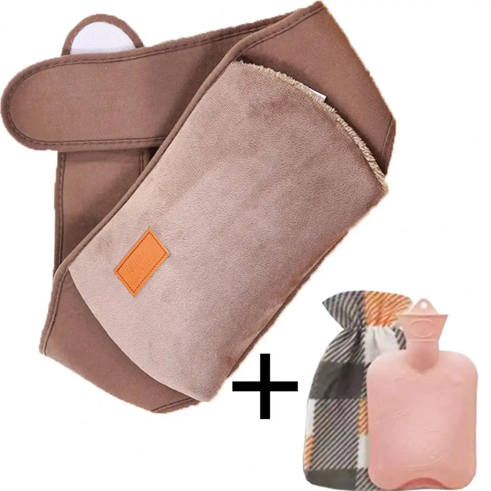 Warm Water Bottle Set Sealed Portable Keep Warm Thickened Plush Hot Water Bottle Belt Warm Water Bottle Belt for Office