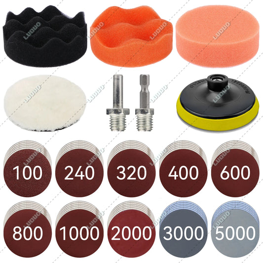 3/4/5/6 inch Car Detailing Polishing Buffing Sponge Wool Pad Headlight Restoration Sandpaper For Sanding Waxing Cleaning Washing