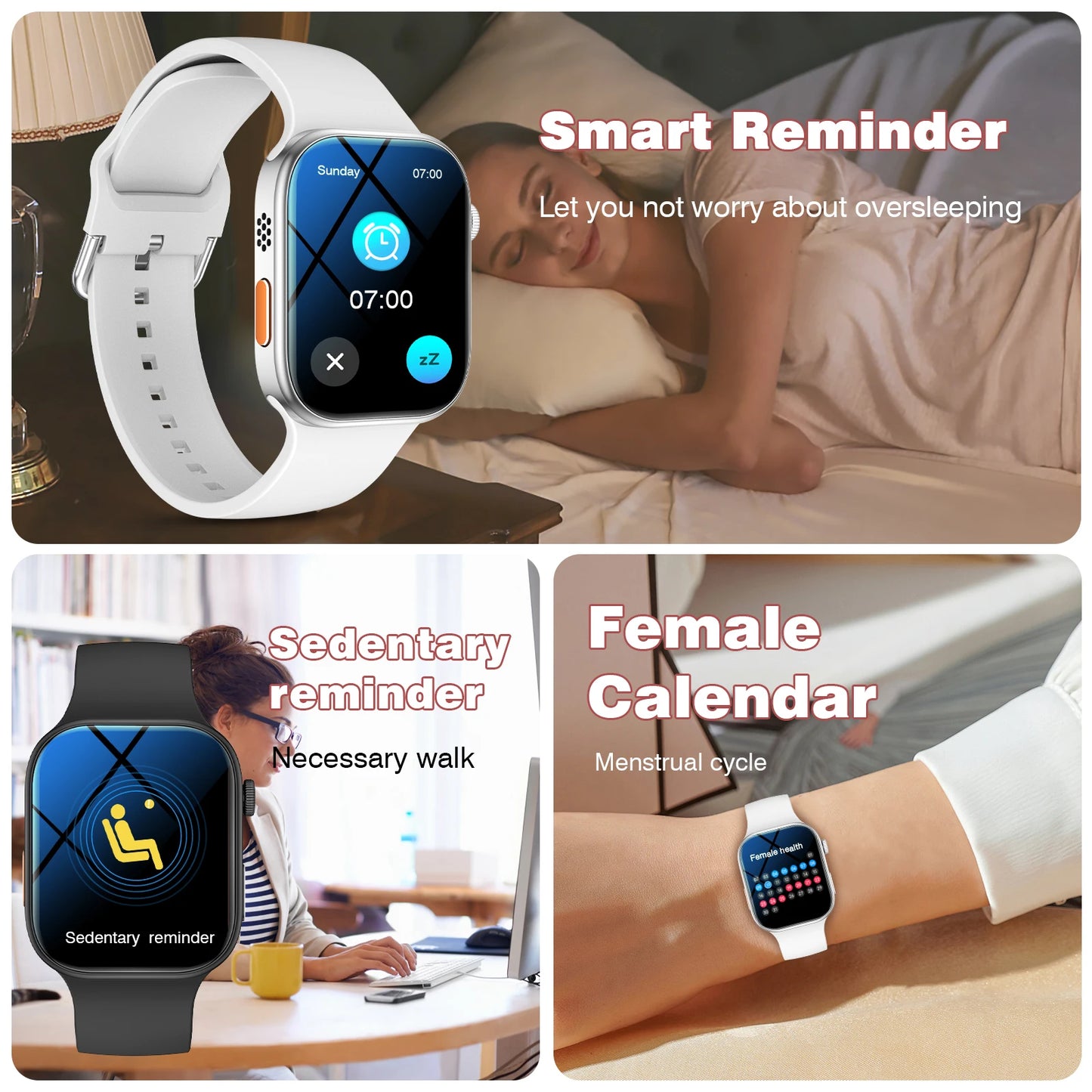 Smart watch, wireless calling, message reminder, multi-sport mode, 2.01-inch HD screen, custom dial wallpaper, unisex