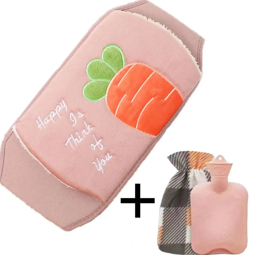 Warm Water Bottle Set Sealed Portable Keep Warm Thickened Plush Hot Water Bottle Belt Warm Water Bottle Belt for Office
