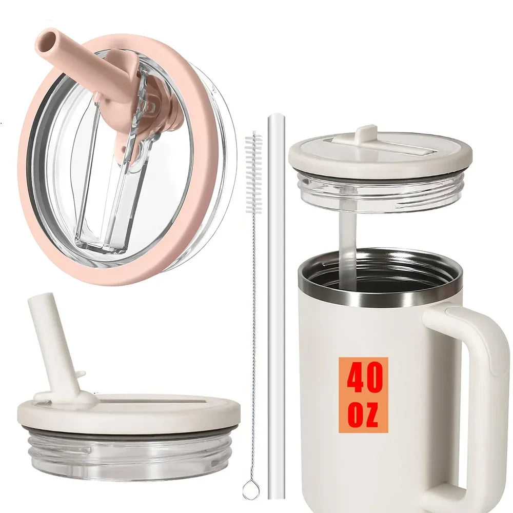 40oz Flip Straw Leak Proof Lid for Stanley H2.0 Quencher ProTour Tumbler Lid Replacement for Stanley Cup Accessories Straw Cover