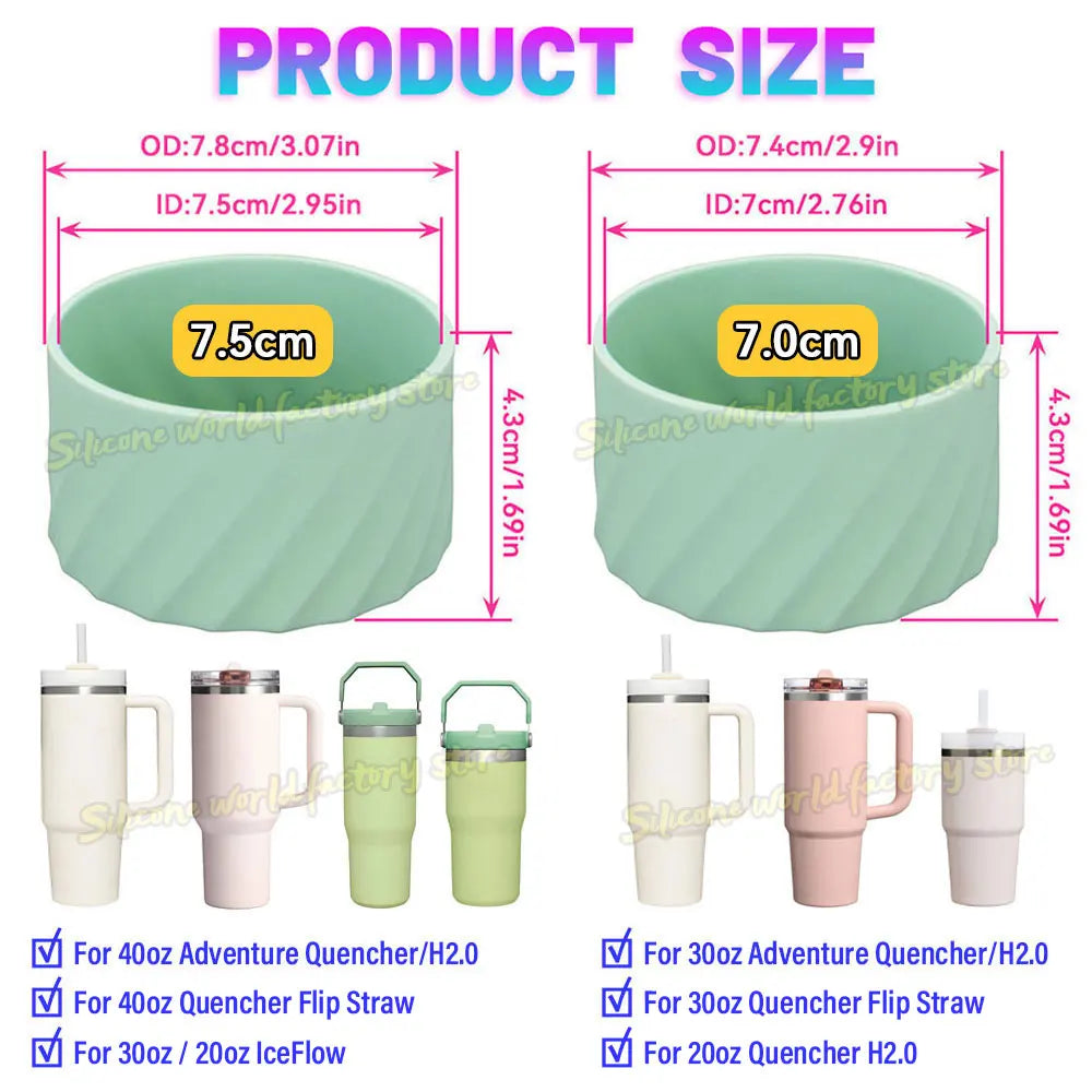 SW 40oz/30oz Silicone Cup Bottom Cover for Stanley Adventure Quencher Tumbler for IceFlow Flip Straw Water Bottle Sleeve 7.5/7CM