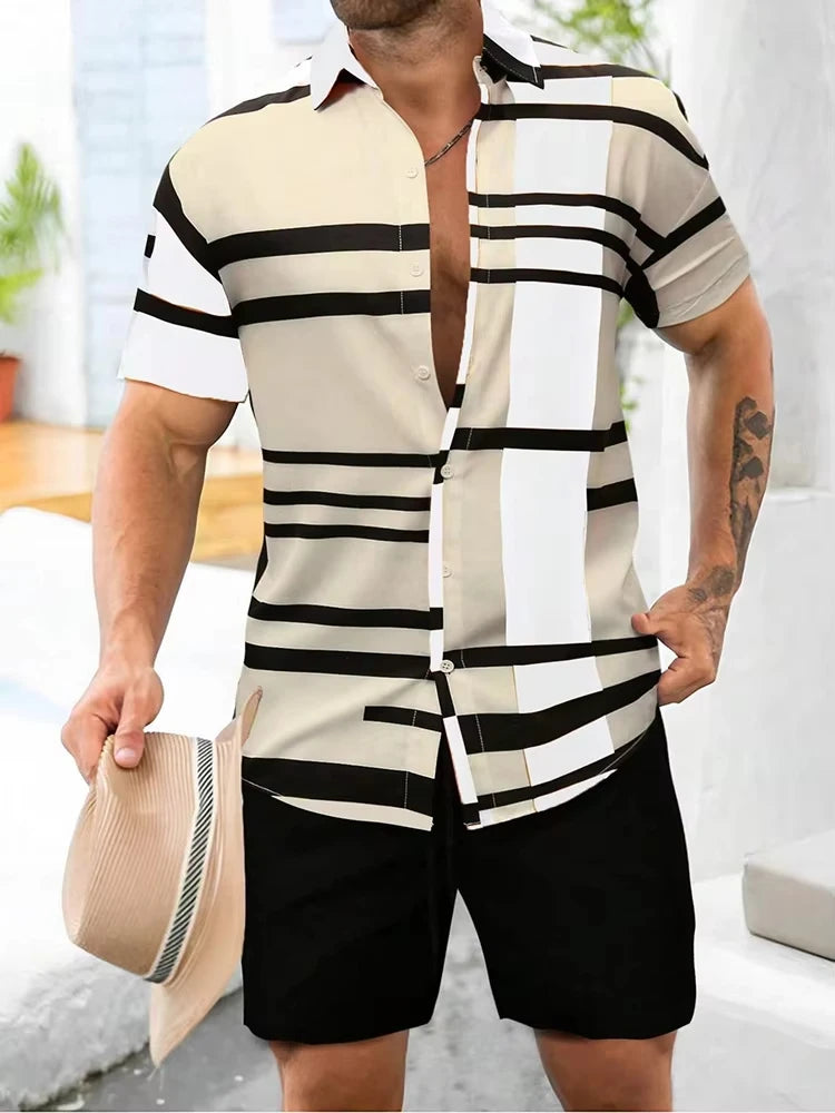 Summer Men's Short Sleeve Shirt And Beach Shorts Set Outdoor Sports Comfortable Men's Shorts Hawaii Men's Travel Casual Shirt