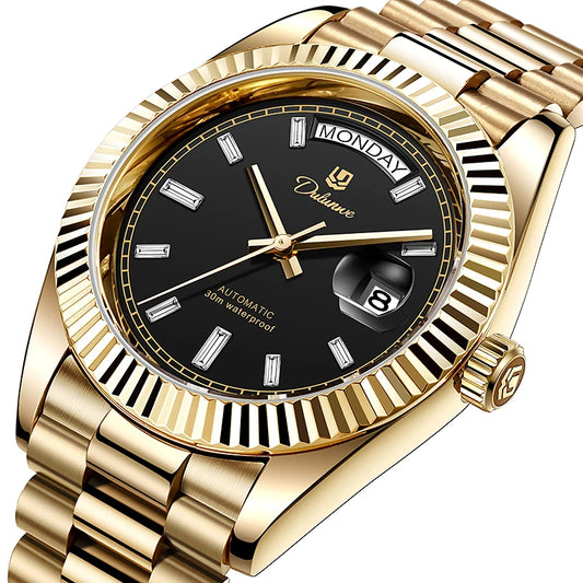 Top Brand Business Men's Watches Luxury Calendar Week Automatic Mechanical Watch for Man Waterproof Gold Stainless Steel
