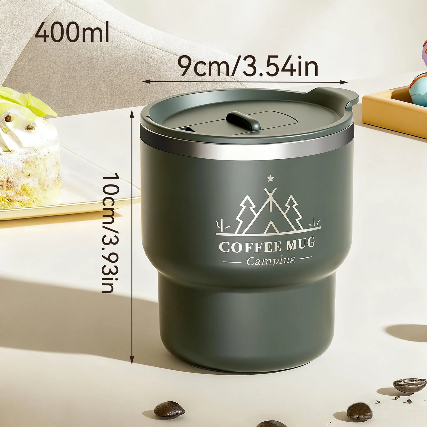 400ML Thermal Cup 304 Stainless Steel Double Layer Insulated Water Cup Office Milk Coffee Mug Student Portable Sealed Tumbler