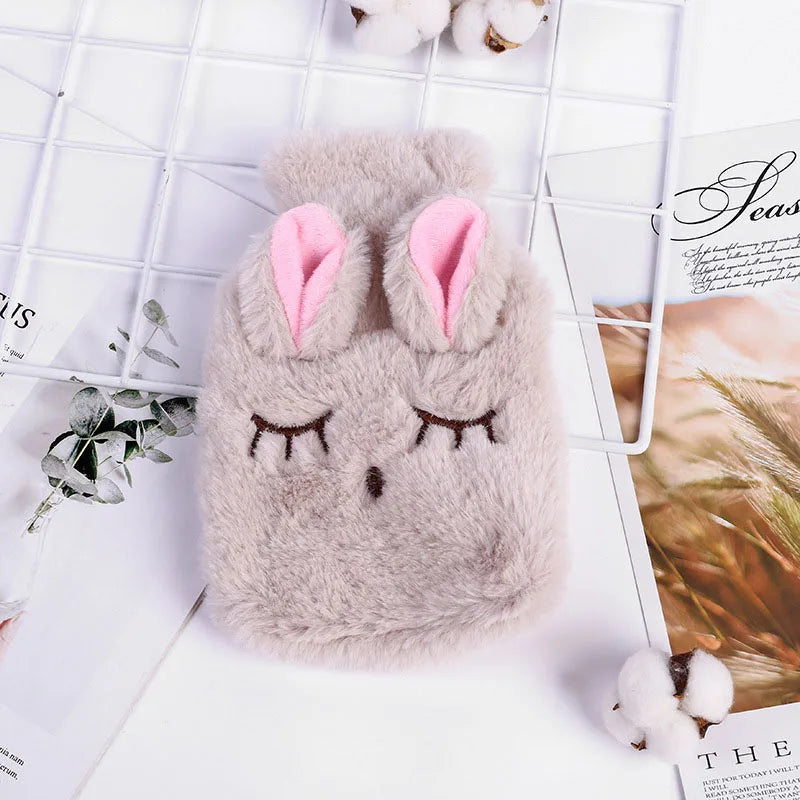1PC Portable Plush Rabbit Hand Po Warm Water Bottle Stress Pain Relief Therapy Hand Warmer Girls Pocket Hand Feet Hot Water Bag