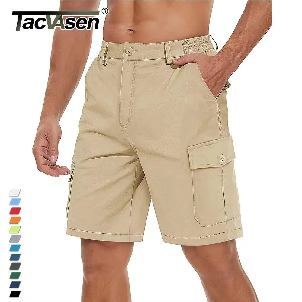 TACVASEN Summer Breathable Cotton Cargo Shorts Mens Casual Multi-pockets Twill Work Shorts Hiking Camping Short Pants Outdoor