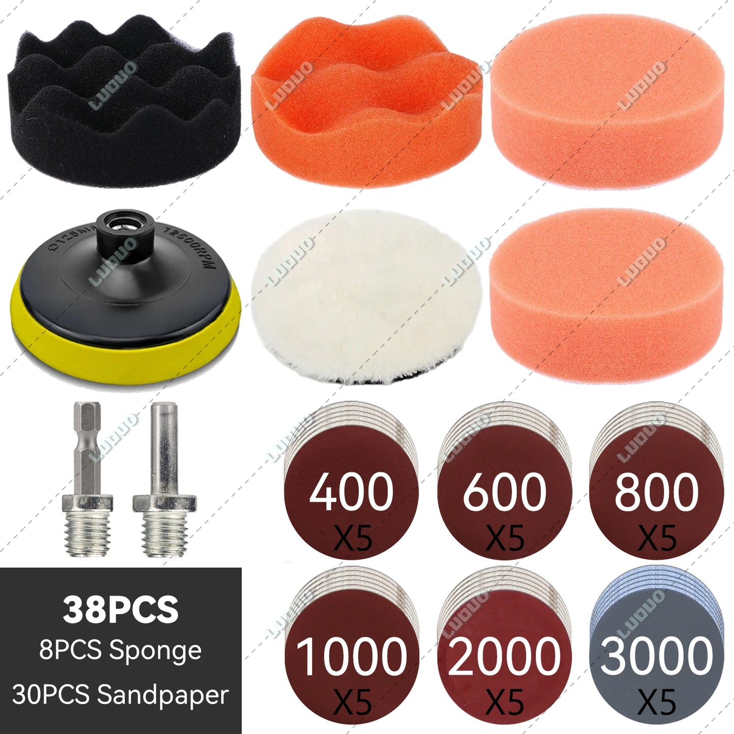 3/4/5/6 inch Car Detailing Polishing Buffing Sponge Wool Pad Headlight Restoration Sandpaper For Sanding Waxing Cleaning Washing