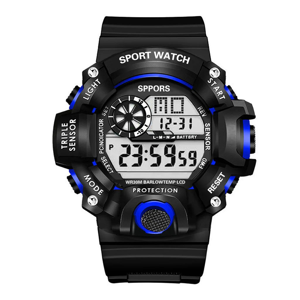 YIKAZE Y73 Men's Watch Digital Sports Electronic Wristwatch Multifunctional Waterproof Luminous Alarm Male's Sports Watch Clock