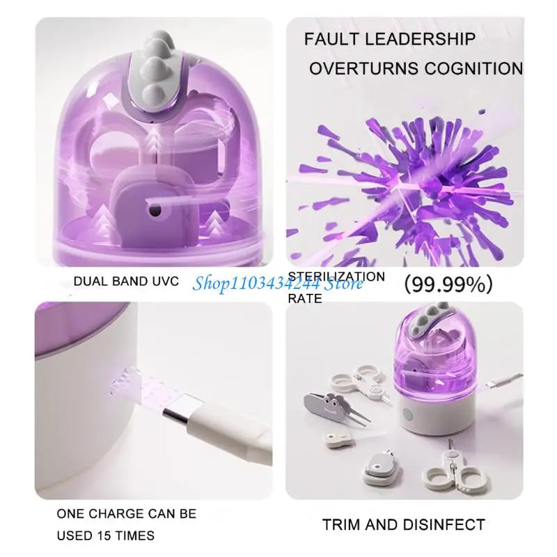 Sanitizing Baby Nails With Light Disinfected Charging Function Rounded Safety Cutter Essential Newborns Grooming Tools