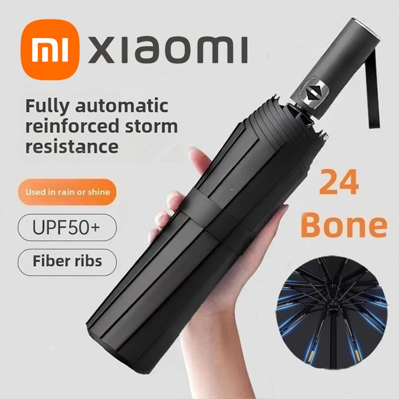 Xiaomi Automatic Umbrella 24 Bone Solid Color Automatic Umbrella Light Collapsible Large Size Outdoor Sunshade UV Protection