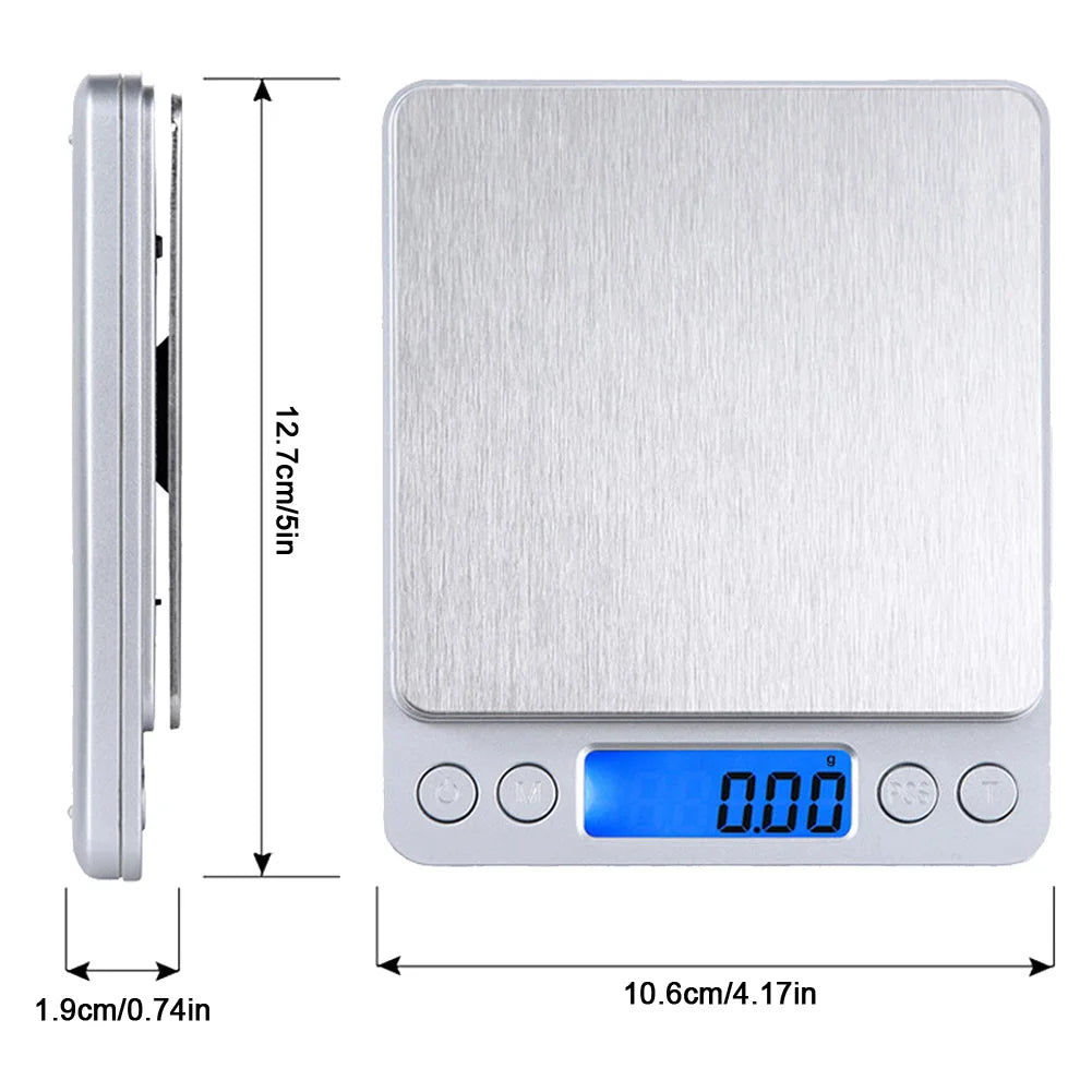 2kg/3kg/500g Small Digital Food Scale Accurate Weighting Multifunction Kitchen Scale Jewelry Lab Carat Powder Scale for Home Use