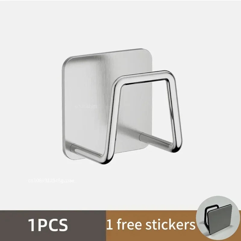Kitchen Stainless Steel Sink Sponges Holder Self Adhesive Drain Drying Rack Kitchen Wall Hooks Accessories Storage Organizer