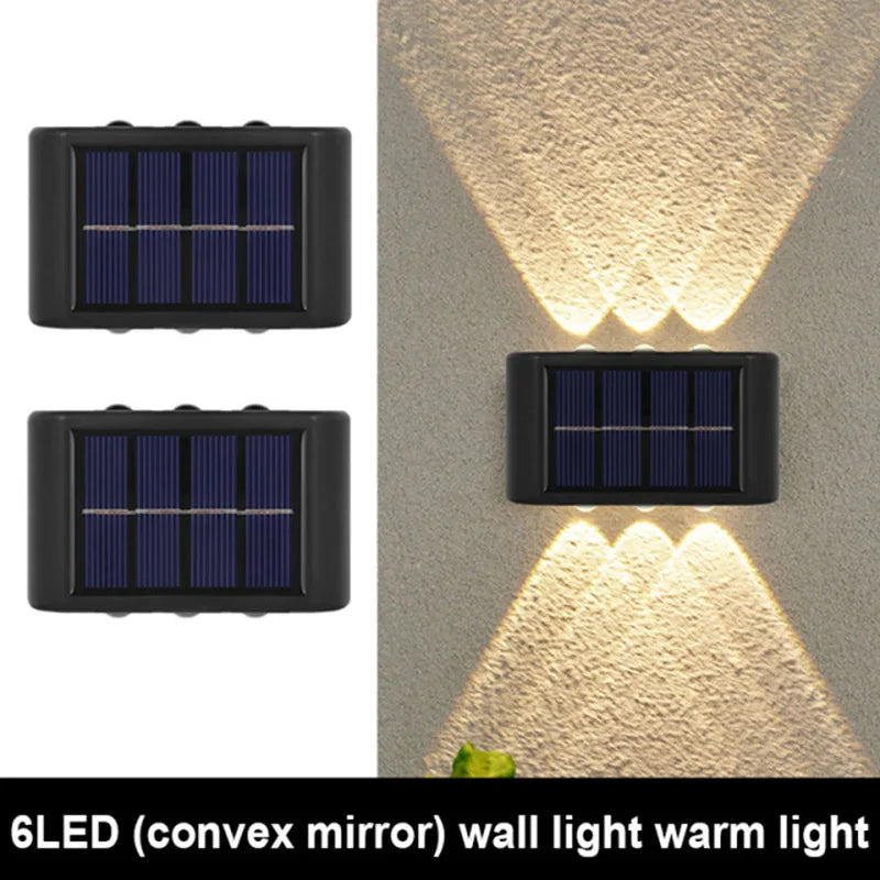 2PCS LED Solar Wall Lights, Up and Down Lighting Solar Outdoor Light, Solar Fence Light for Yard Garden Garage Pools Deck