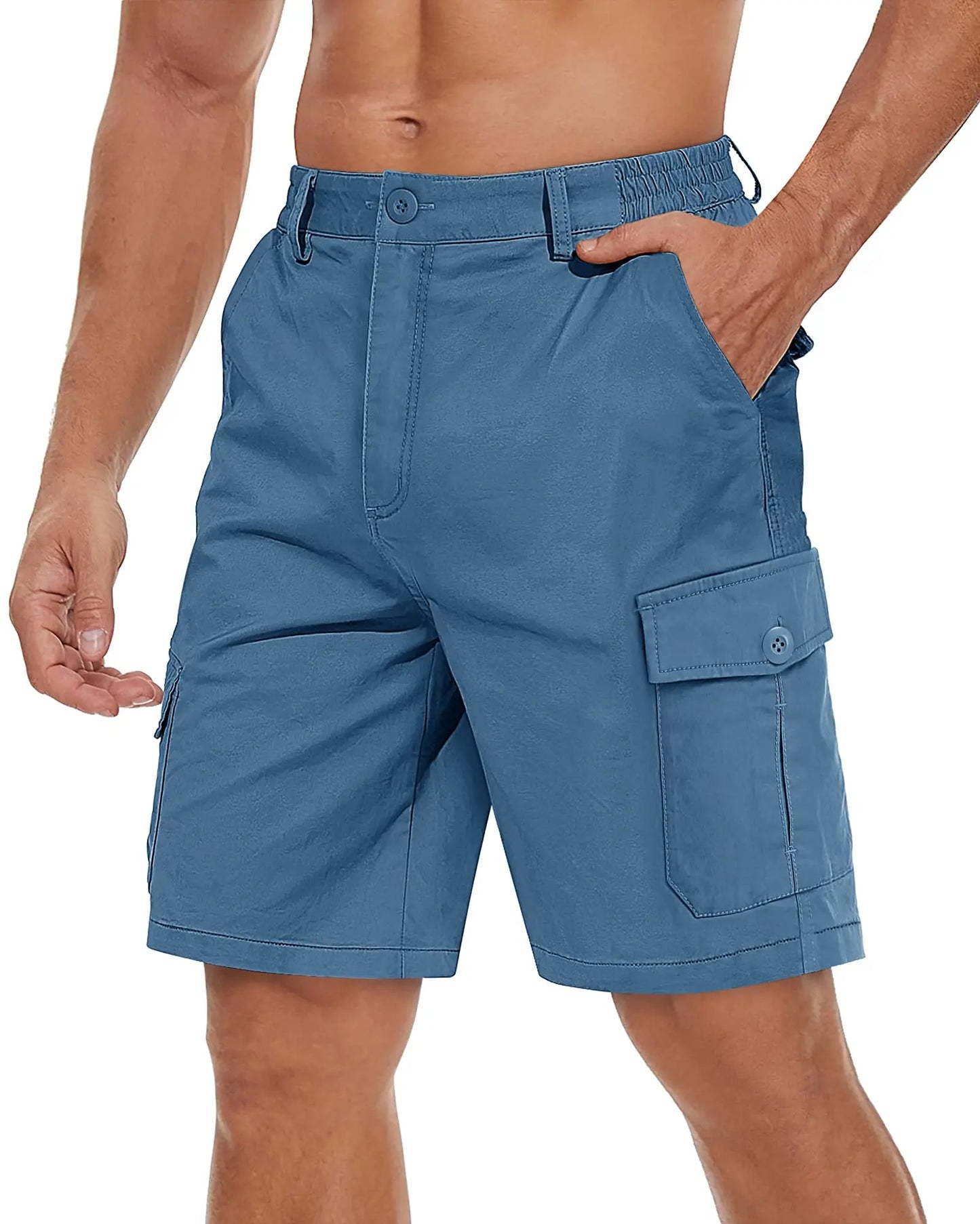 TACVASEN Summer Breathable Cotton Cargo Shorts Mens Casual Multi-pockets Twill Work Shorts Hiking Camping Short Pants Outdoor