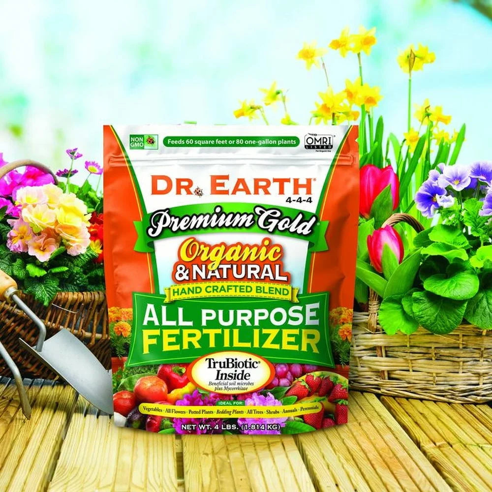 Premium Organic All Purpose Plant Food 4-4-4 Fertilizer 4 lb Natural Nutrients Probiotics Mycorrhizae Soil Microbes Drought
