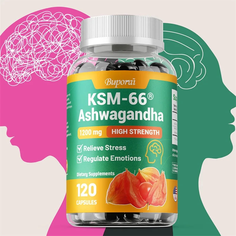 Organic KSM-66 Ashwagandha Root Extract Stress Relief – High Absorption Root Powder – Mood Support & Natural Immune Boost