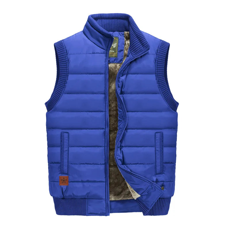 Winter Mens Fleece Jacket Sleeveless Vest Man Waterproof Vest Coats Stand Collar Windbreaker Padded Waistcoats Clothing 8XL