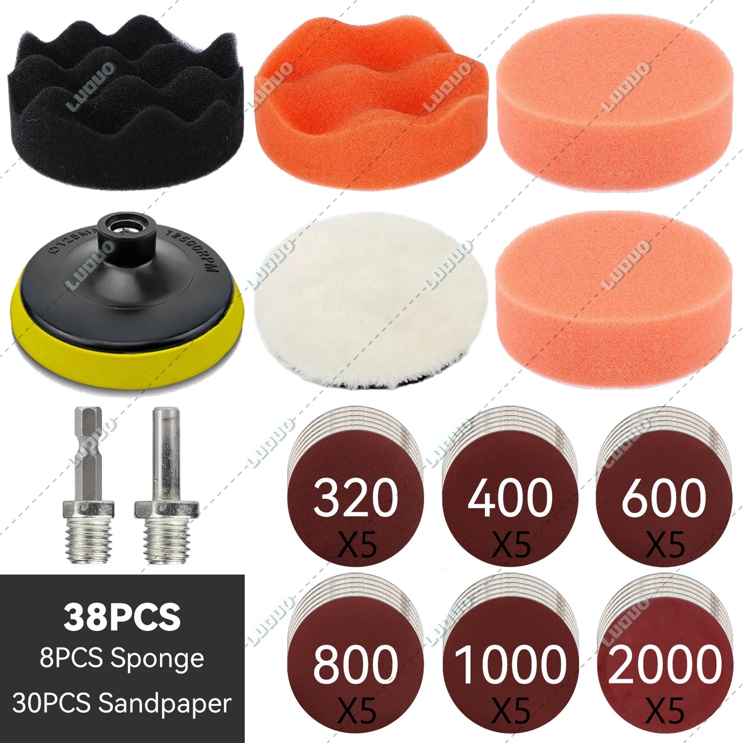 3/4/5/6 inch Car Detailing Polishing Buffing Sponge Wool Pad Headlight Restoration Sandpaper For Sanding Waxing Cleaning Washing