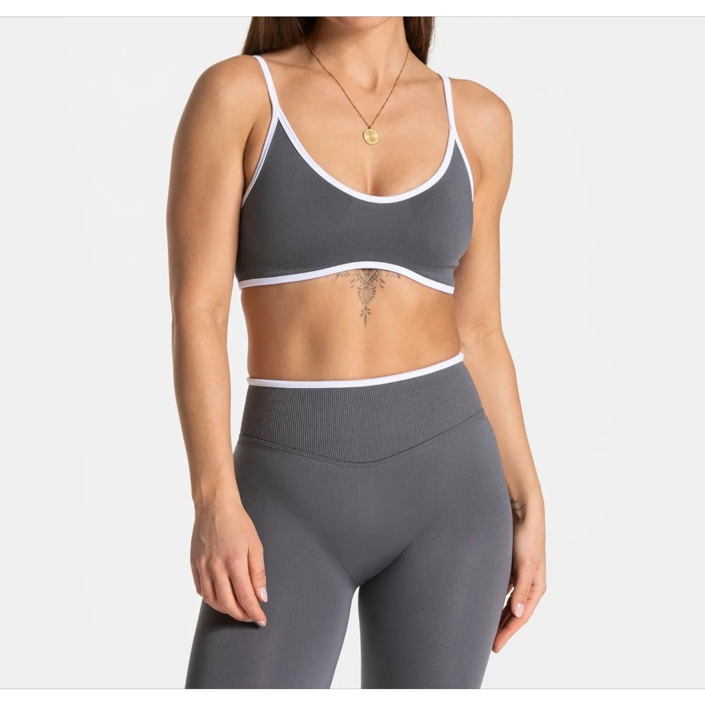 Summer Women's Solid Color Sports Suspender Bra Sexy Backless Knit with Chest Cushion Suspender Yoga Fitness Top