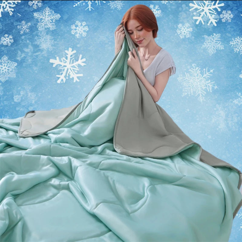 3-in-1 Lightweight Summer AC Quilt with Wave-Quilt Tech & Skin-Friendly Fabric | All-Season Dorm/Home Cooling Bedding