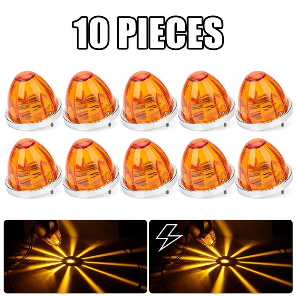 10PCS LED BIG Watermelon Lights Side Marker Clearance Truck Trailer Turn Signal Starburst Water Melon Lights for Semi Truck