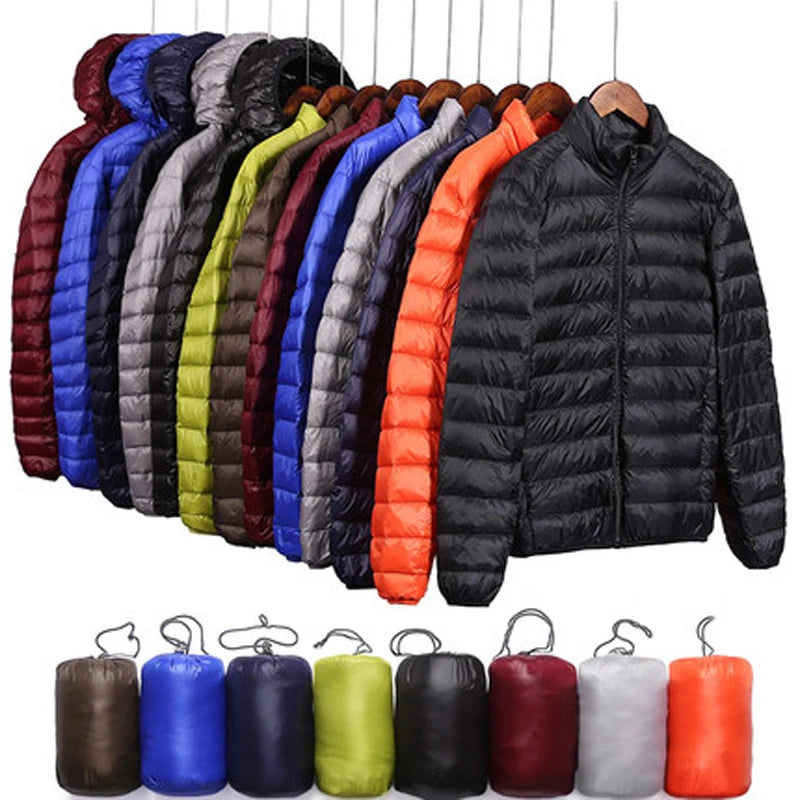 Winter Fashion Ultralight Duck Down Jacket Mens Hooded Streetwear Light Feather Coat Waterproof Warm Mens Clothing M-5XL